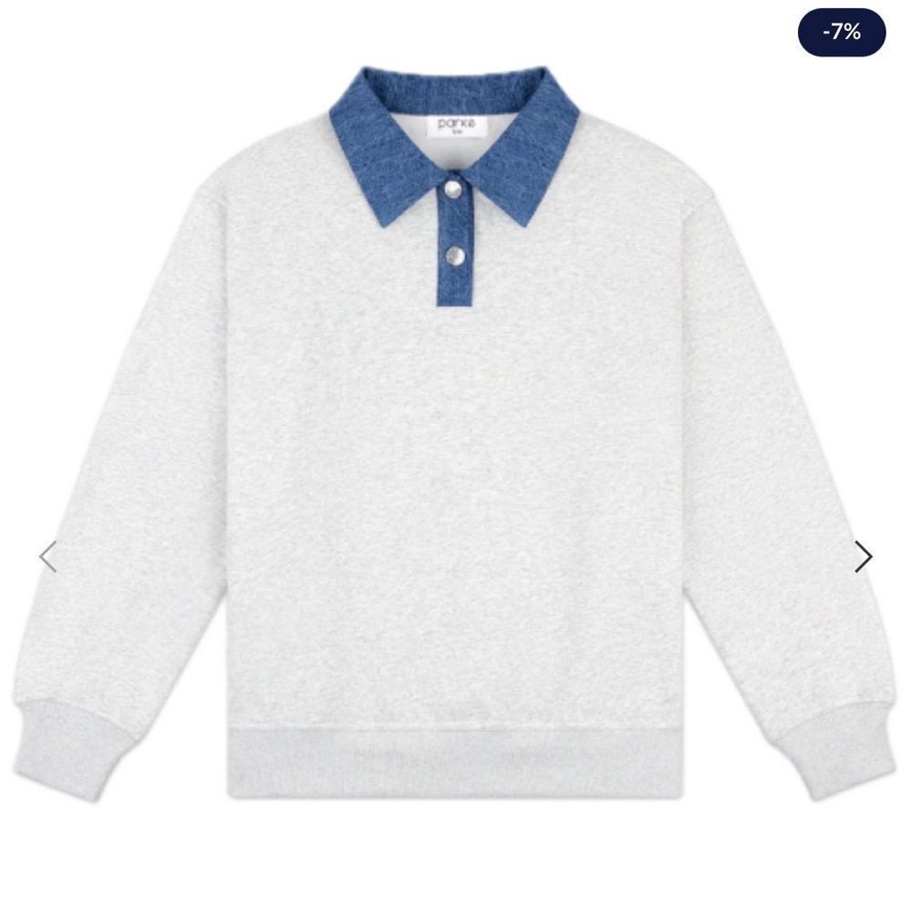 Parke Denim Collar Sweat Rugby Sweatshirt - Picture 2 of 7